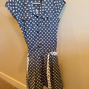 Peppermint Navy Polka Dot Casual Dress